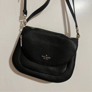 Kate Spade Black Pebbled Medium Convertible Crossbody / Shoulder Bag